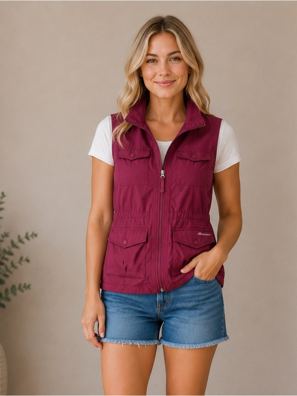 Eddie Bauer Deep Raspberry Utility Vest